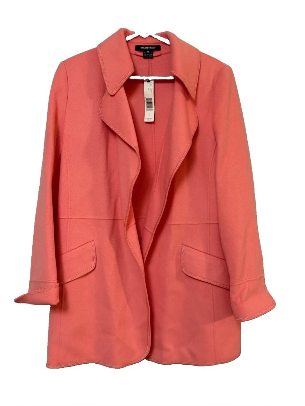 Ellen Tracy Women’s M Angora Wool Coat Pink Peach NWT Jacket Winter Luxury Soft